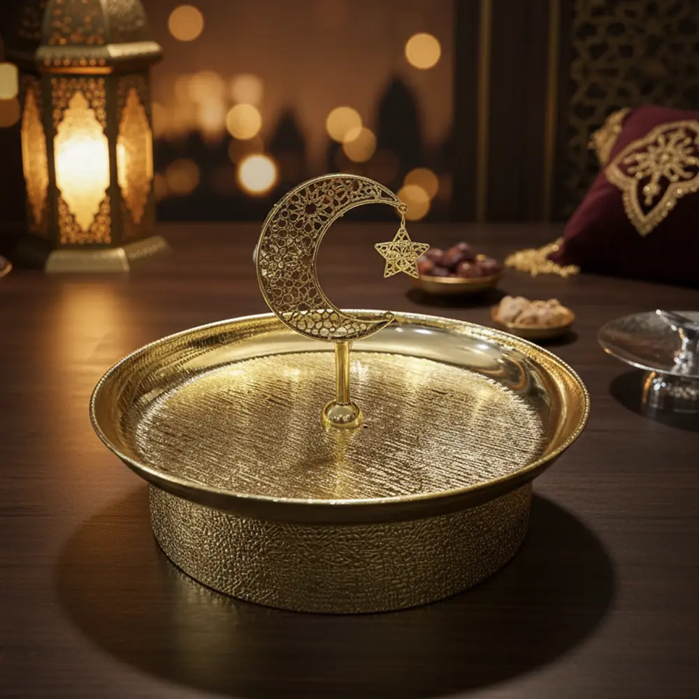 Golden Crescent Moon Decorative Serving Bowl1