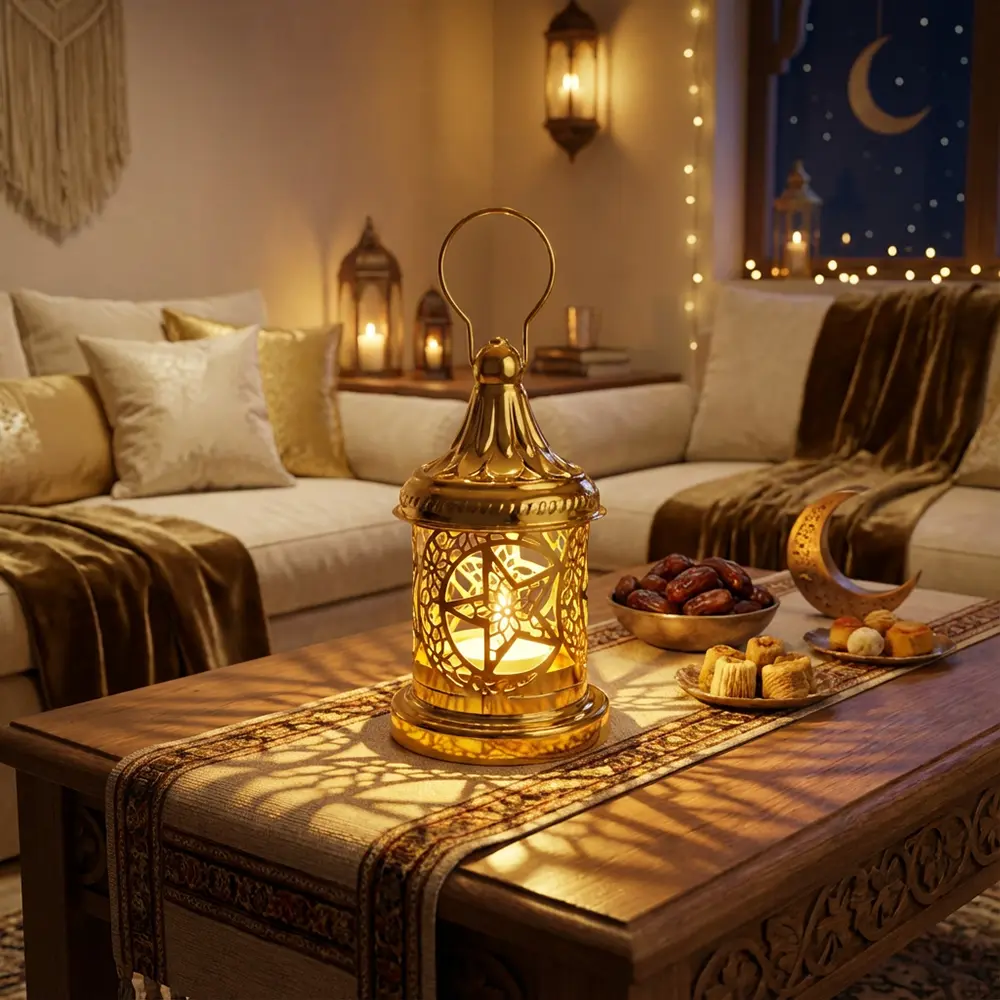 Golden-Decorative-Lantern-With-Lamp1 Golden Decorative Lantern With Lamp1