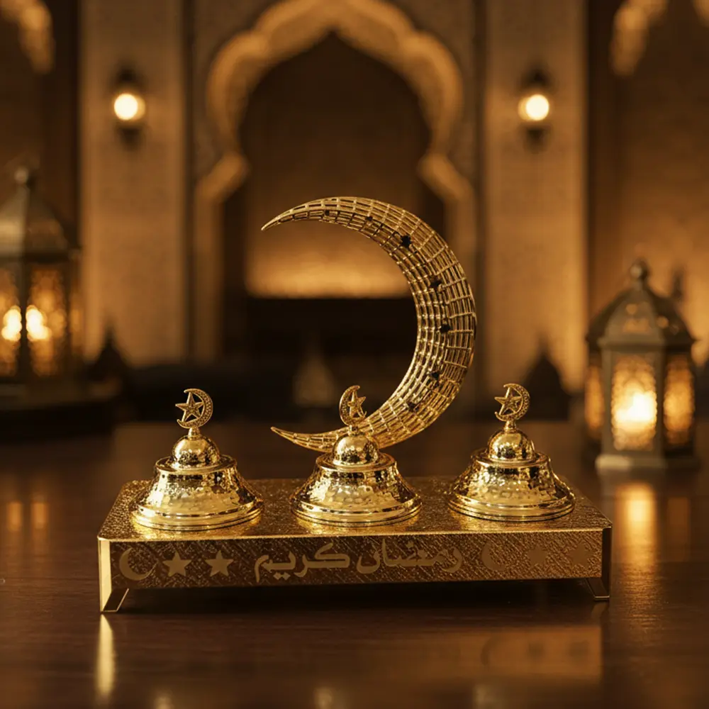 Golden Ramadan Crescent 3pcs Serving Bowl Set1