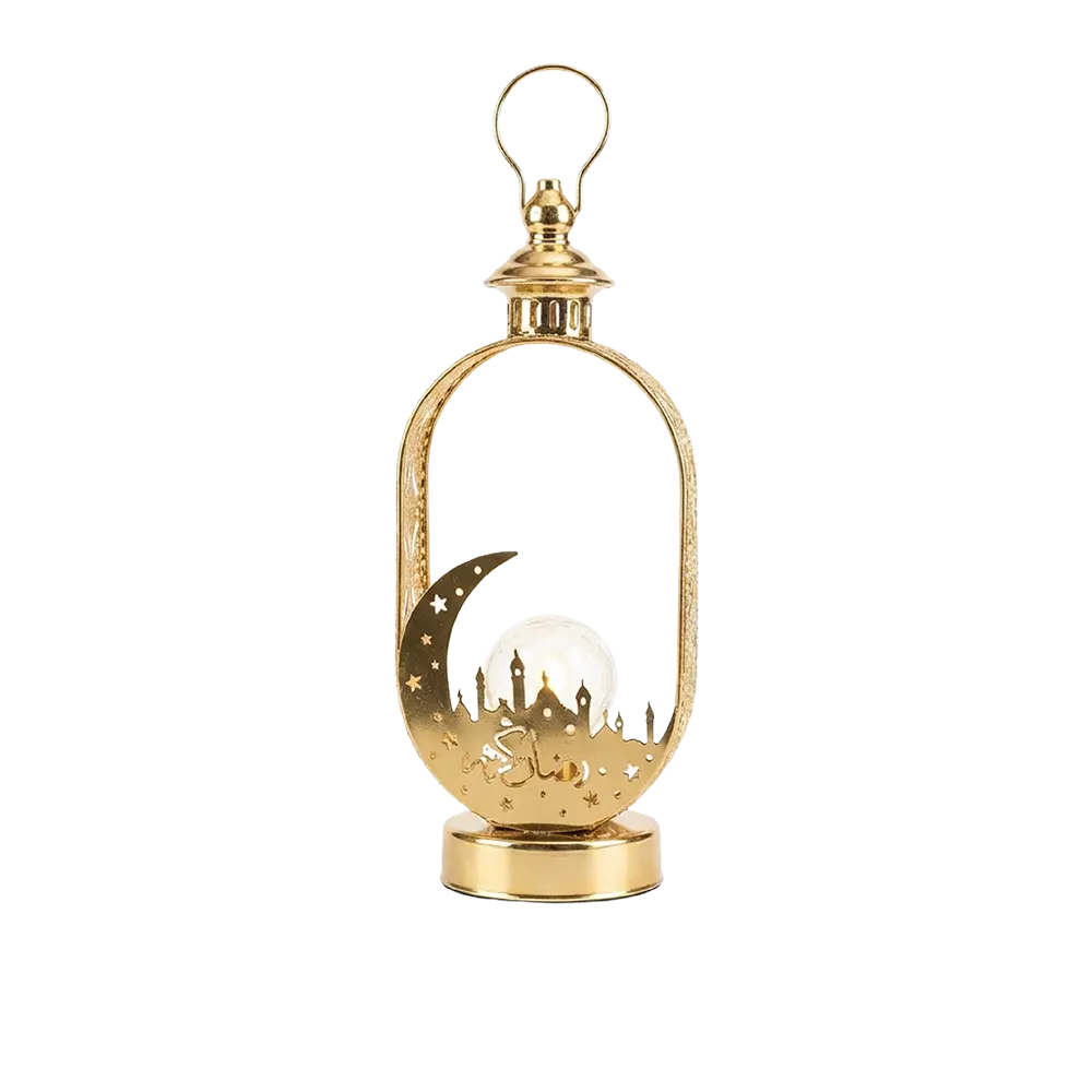 Golden Ramadan Crescent Lantern Table Décor
