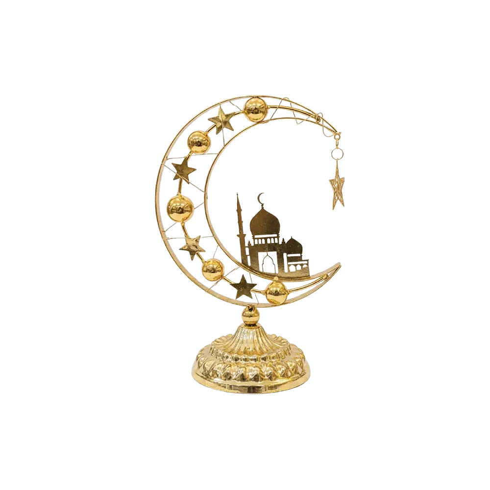 Golden-Ramadan-Crescent-Mosque-Table-Showpiece Golden Ramadan Crescent Mosque Table Showpiece