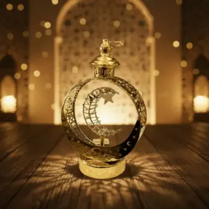 Golden Ramadan Kareem Crescent Moon Decorative Lantern1