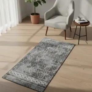 Graphite 120x60cm Geometric Area Carpet