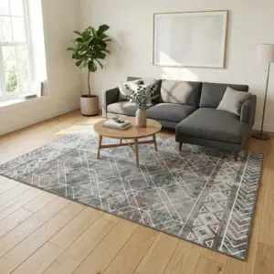 Graphite 2x3m Geometric Area Carpet