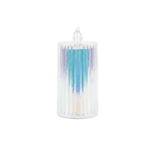 Iridescent 13cm Ribbed Plexi LED Candle