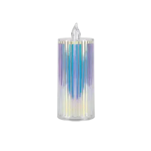 Iridescent 15cm Ribbed Plexi LED Candle