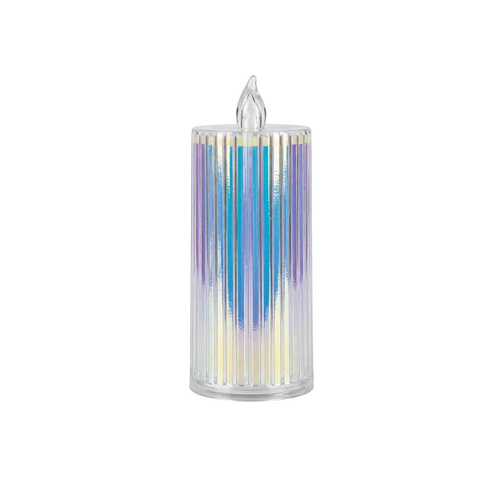Iridescent 15cm Ribbed Plexi LED Candle