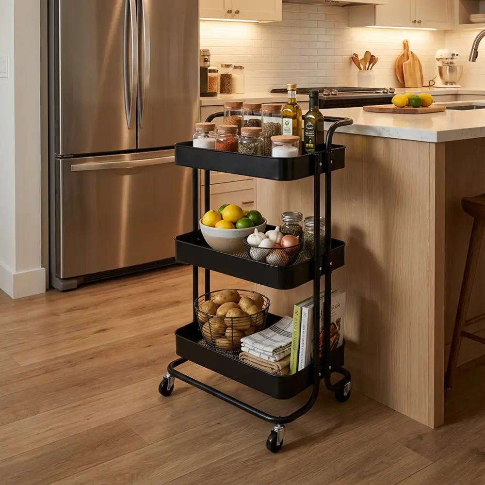 Metal-3-Tier-Rolling-Metal-Storage-Stand-with-Wheels1 Metal 3 Tier Rolling Metal Storage Stand with Wheels1