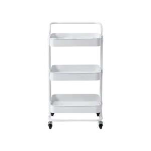 Metal 3 Tier Rolling Metal Storage White Stand with Wheels