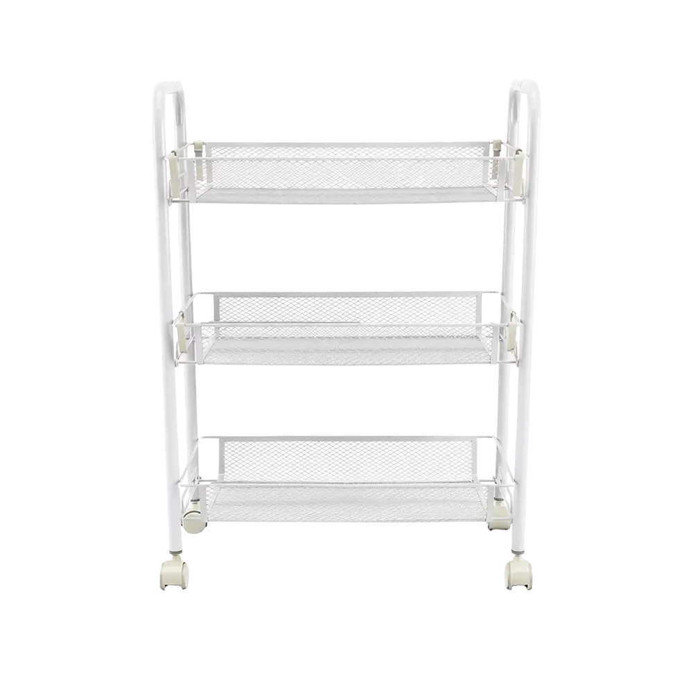 Metal 3 Tier Rolling Storage White Stand with Wheels