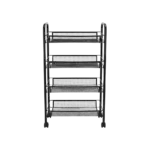 Metal 4 Tier Rolling Storage Black Stand with Wheels