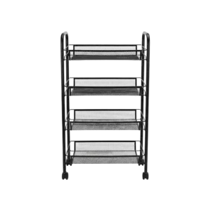 Metal 4 Tier Rolling Storage Black Stand with Wheels