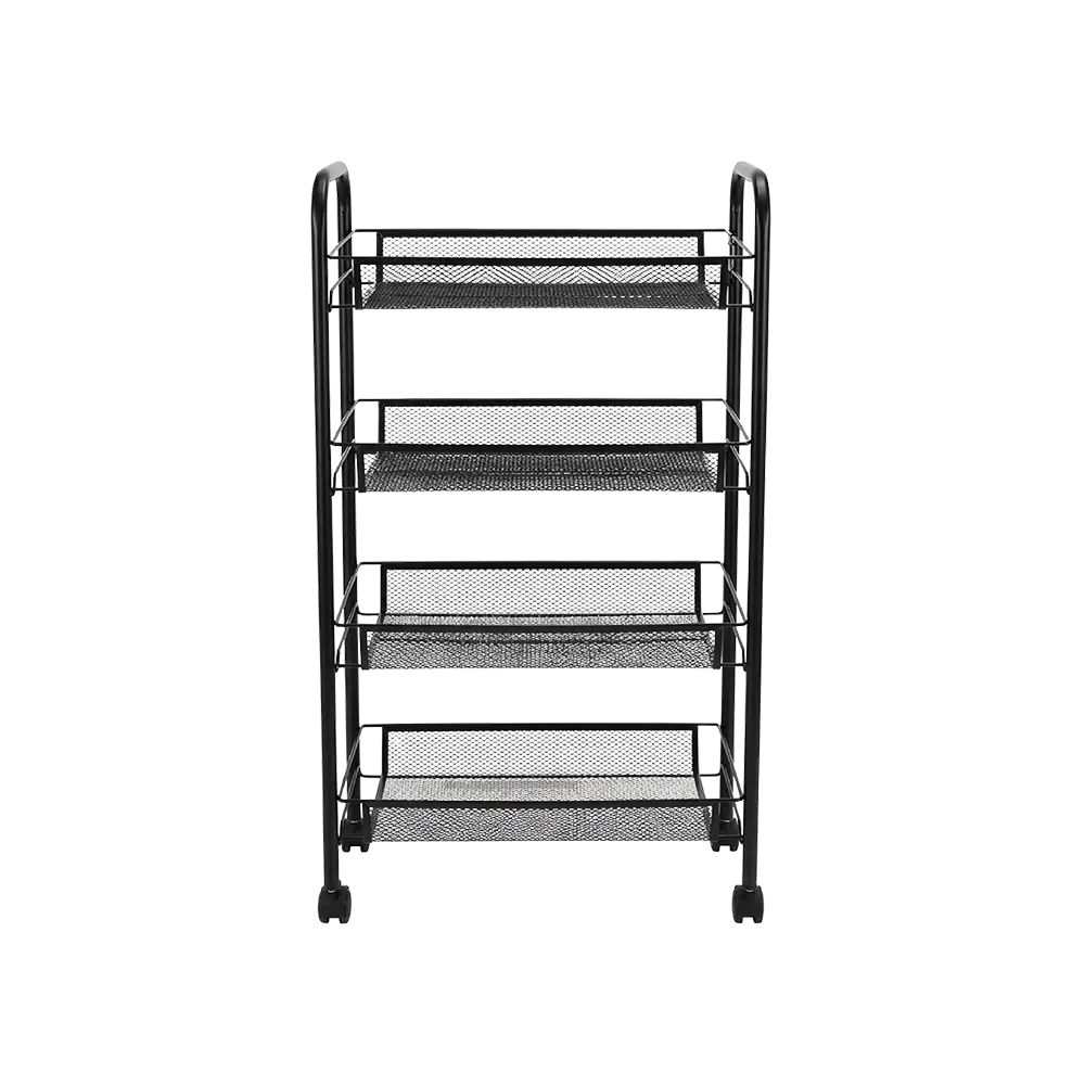 Metal 4 Tier Rolling Storage Black Stand with Wheels