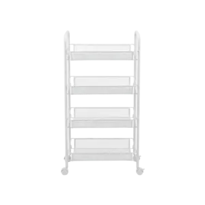 Metal 4 Tier Rolling Storage White Stand with Wheels