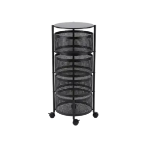 Metal 4 Tier Round Rolling Storage Organizer