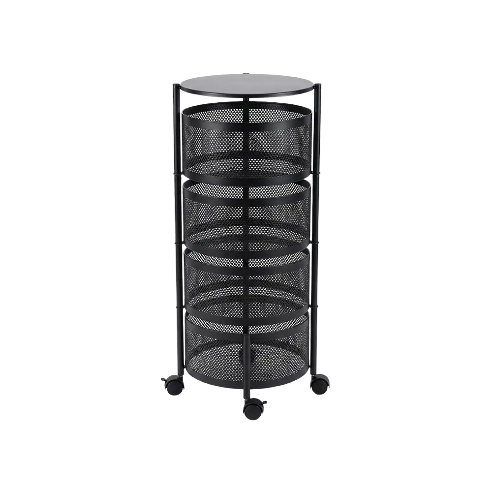 Metal 4 Tier Round Rolling Storage Organizer