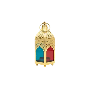 Mini 15cm Moroccan Multicolor Glass Lantern