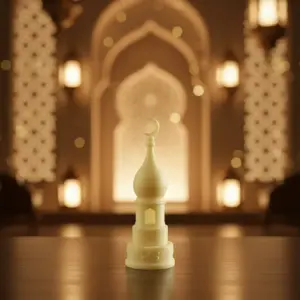 Mini Yellow Mosque 14 cm Minaret Light1