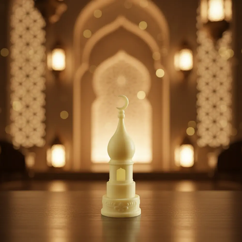 Mini Yellow Mosque 14 cm Minaret Light1