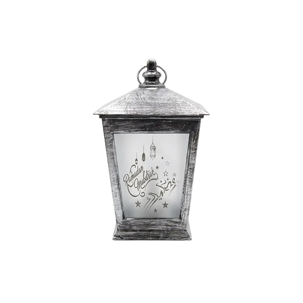 Moonlight Black & Silver 10cm Decorative Lantern With Lamp