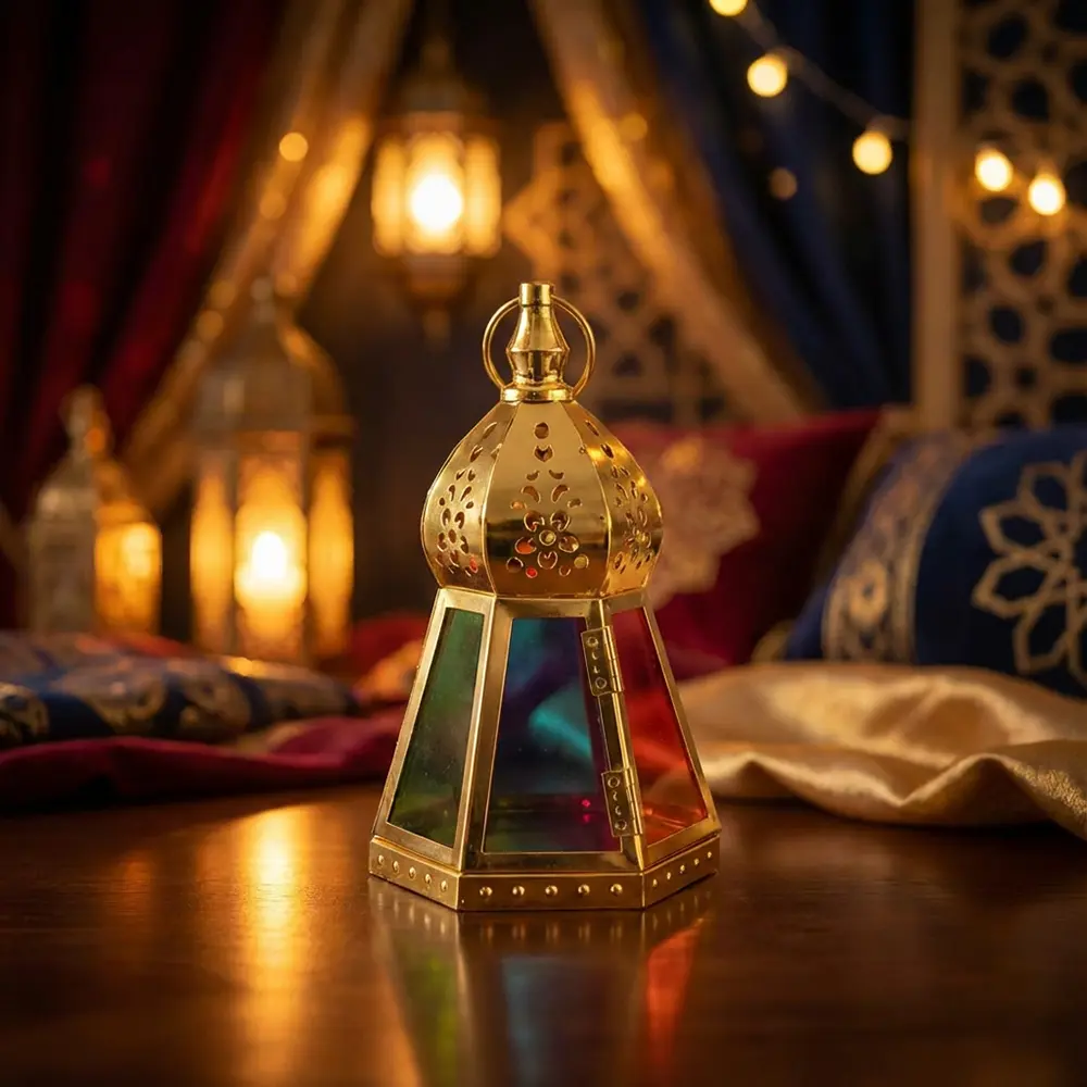 Multicolor 18cm Glass Moroccan Decorative Lantern1