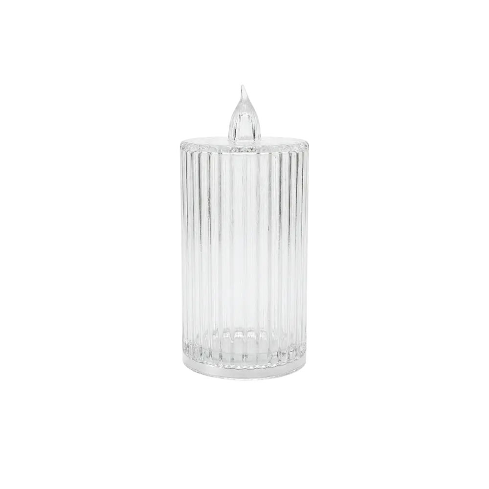 Plexi 13cm Ribbed Design Led Candle