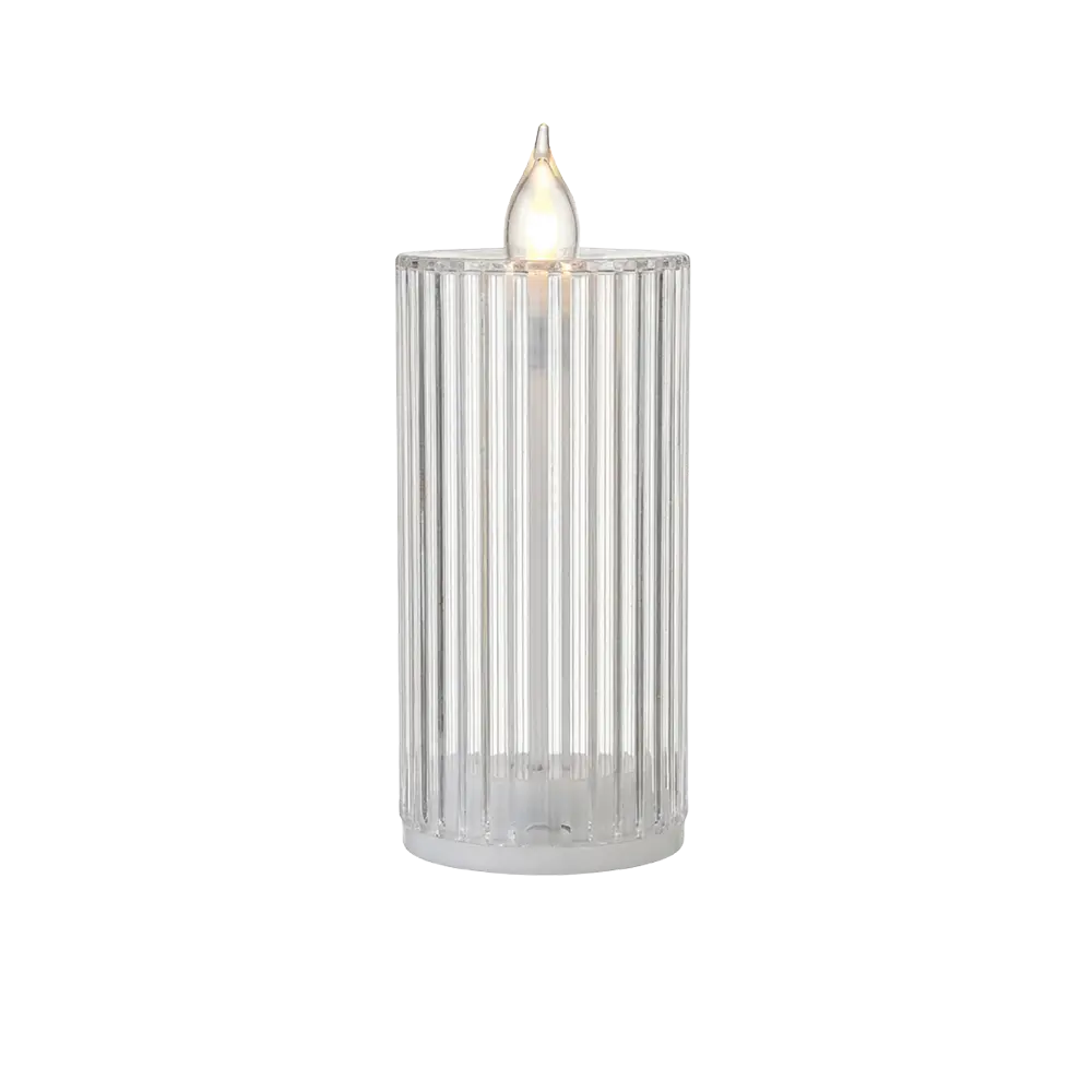 Plexi 15cm Ribbed Design Led Candle