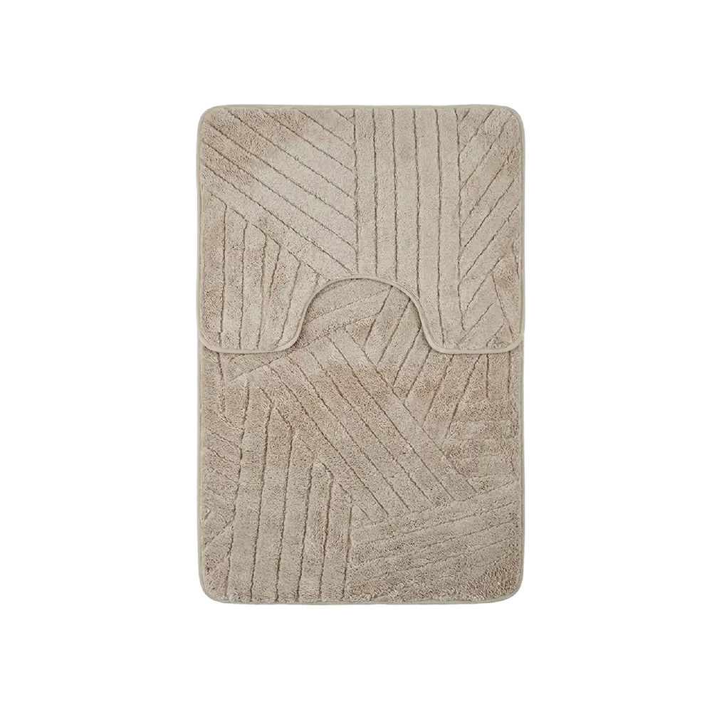Plush Contour Beige Toilet Bath Mat