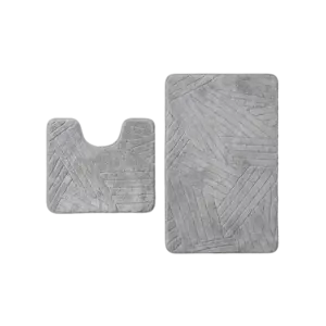 Plush Contour Gray Toilet Bath Mat