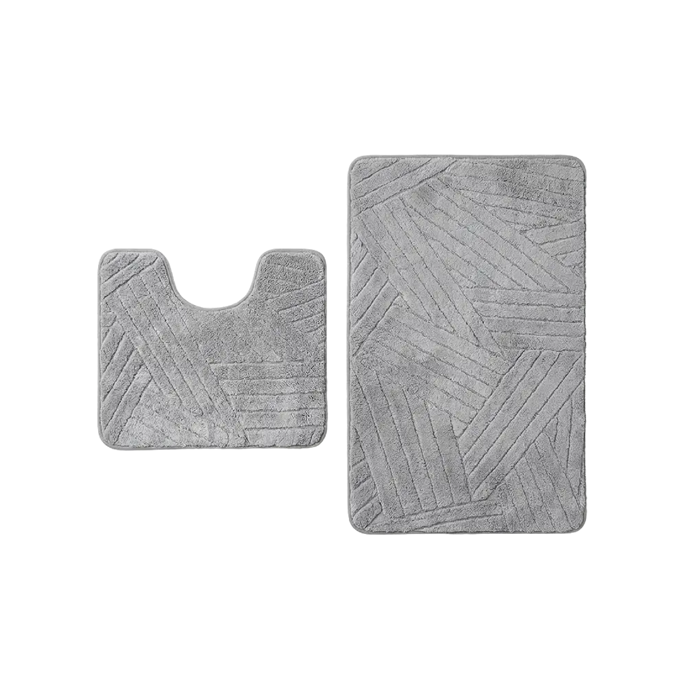 Plush Contour Gray Toilet Bath Mat