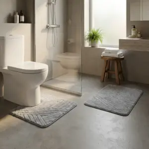 Plush Contour Greige Toilet Bath Mat1