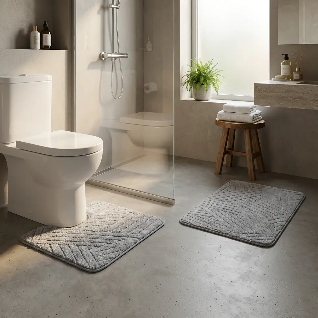 Plush Contour Greige Toilet Bath Mat1