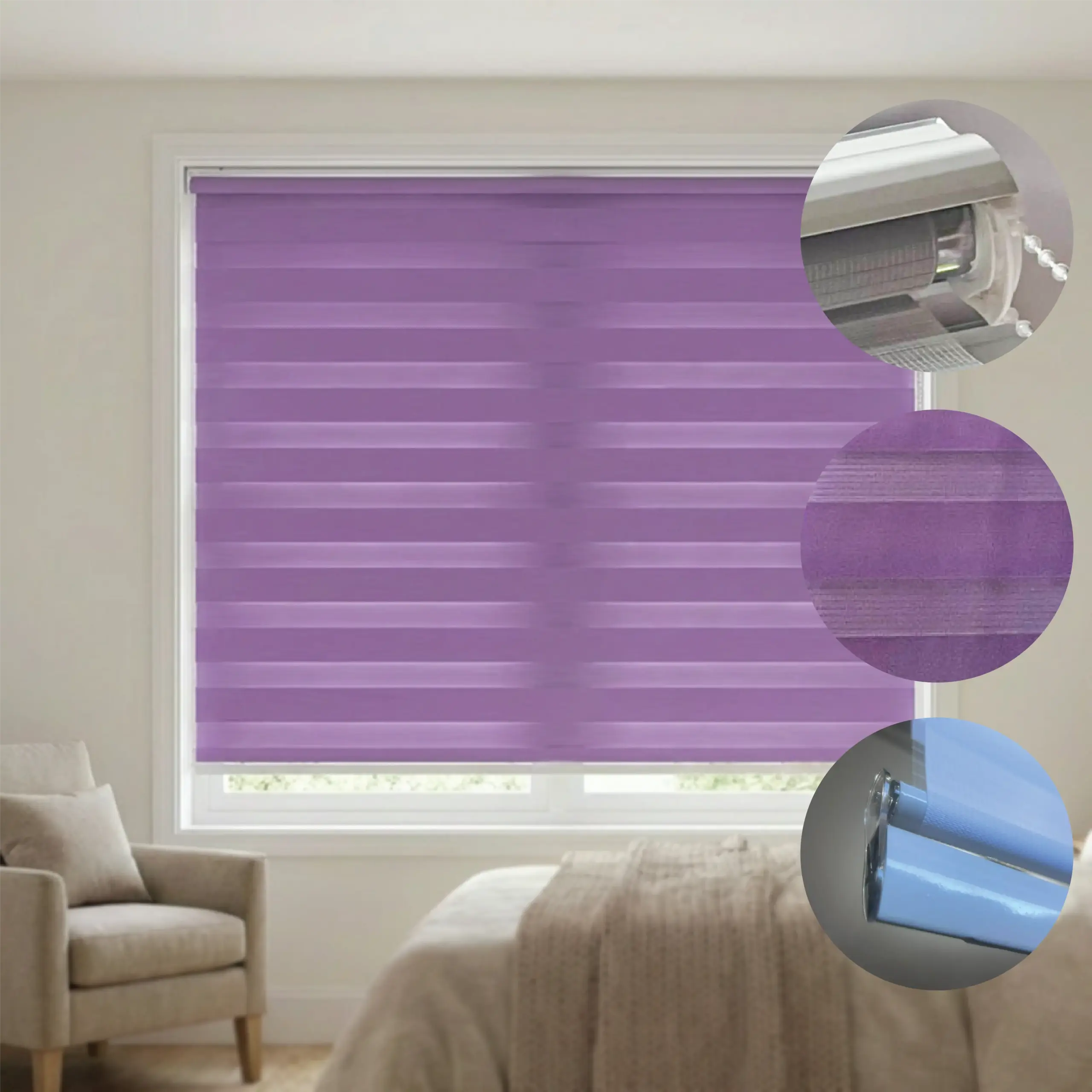 Purple 200x220cm Roll Up Curtain2