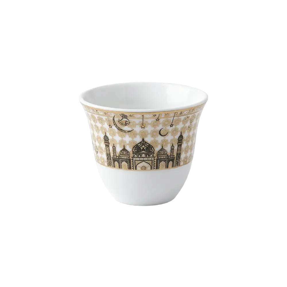 Ramadan 12pcs Gold & White Ceramic Coffee Cup Set