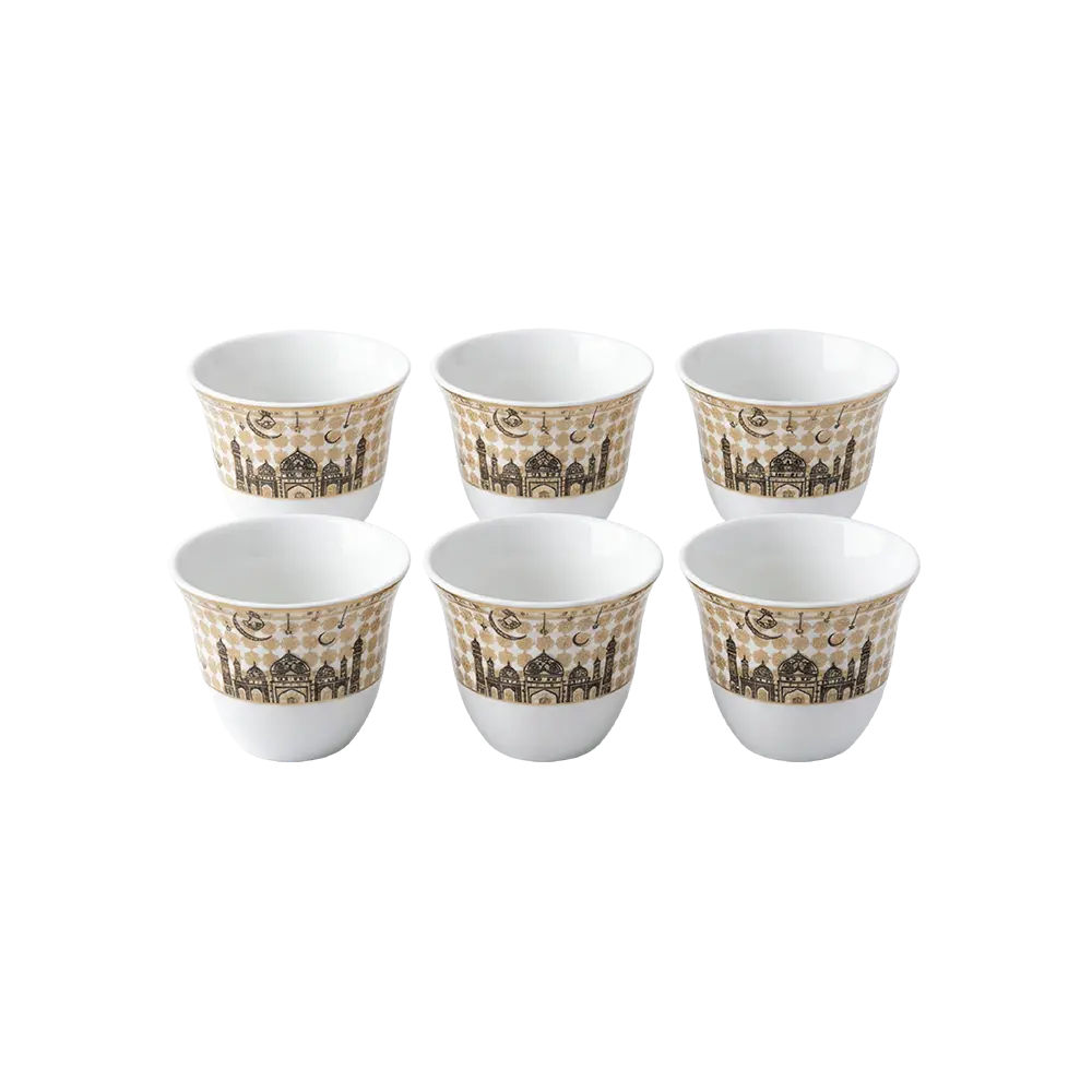 Ramadan 12pcs Gold & White Ceramic Coffee Cup Set2