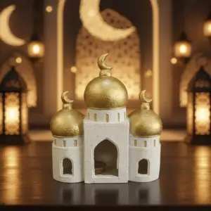 Ramadan 21cm Triple Dome Mosque Décor1