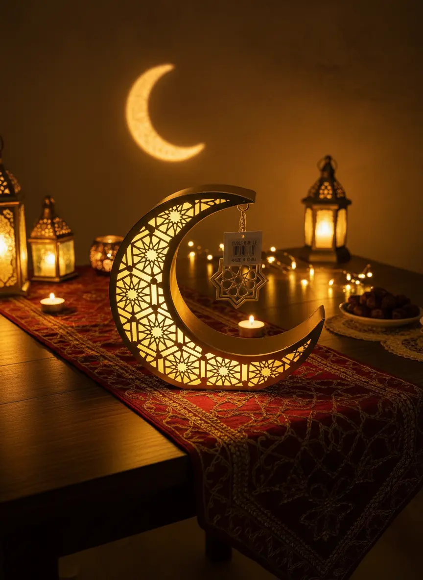 Ramadan 2626cm Golden Crescent Hanging Décor1