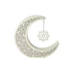 Ramadan 26x26cm Crescent Moon Lantern with Star & Light