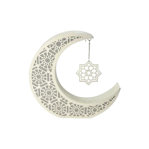 Ramadan 26x26cm Crescent Moon Lantern with Star & Light