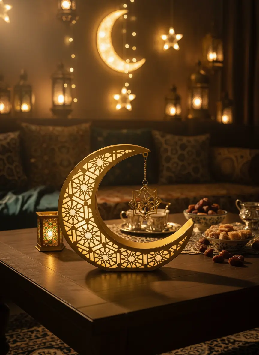 Ramadan-3535cm-Golden-Crescent-Hanging-Décor1 Ramadan 3535cm Golden Crescent Hanging Décor1