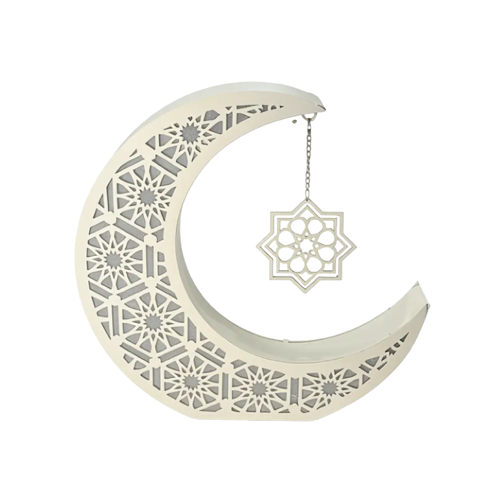 Ramadan-35x35cm-Crescent-Moon-Lantern-with-Star-&-Light Ramadan 35x35cm Crescent Moon Lantern with Star & Light