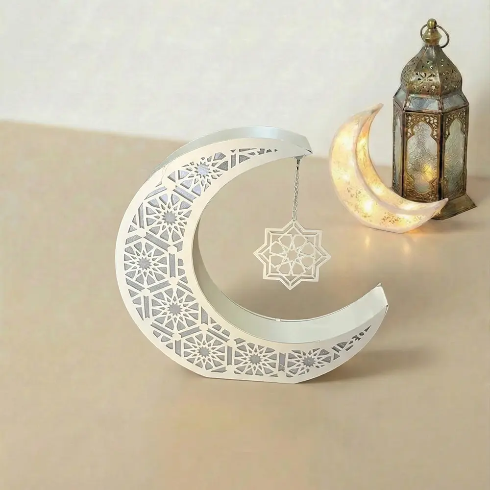 Ramadan-35x35cm-Crescent-Moon-Lantern-with-Star-&-Light1 Ramadan 35x35cm Crescent Moon Lantern with Star & Light1