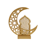 Ramadan 37x17cm Golden Crescent Moon & Mosque Silhouette Décor with Light