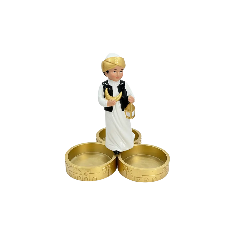 Ramadan Boy Figurine Tray with Crescent & Lantern