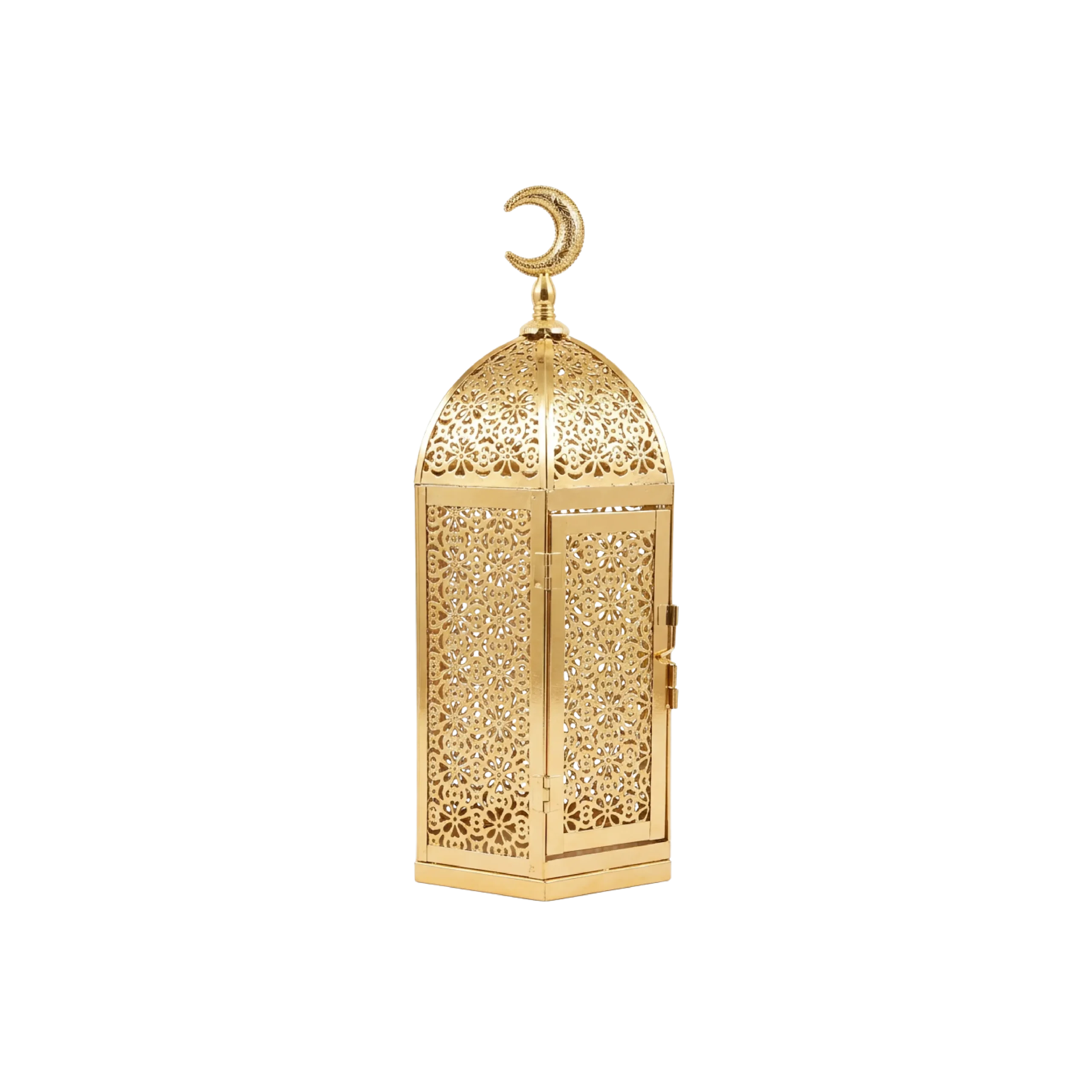 Ramadan-Gold-15x36cm-Crescent-Top-Lantern Ramadan Gold 15x36cm Crescent Top Lantern