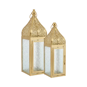 Ramadan Golden Textured Glass Lantern
