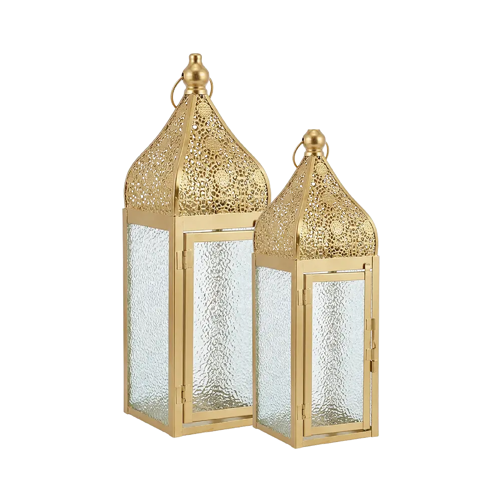 Ramadan Golden Textured Glass Lantern