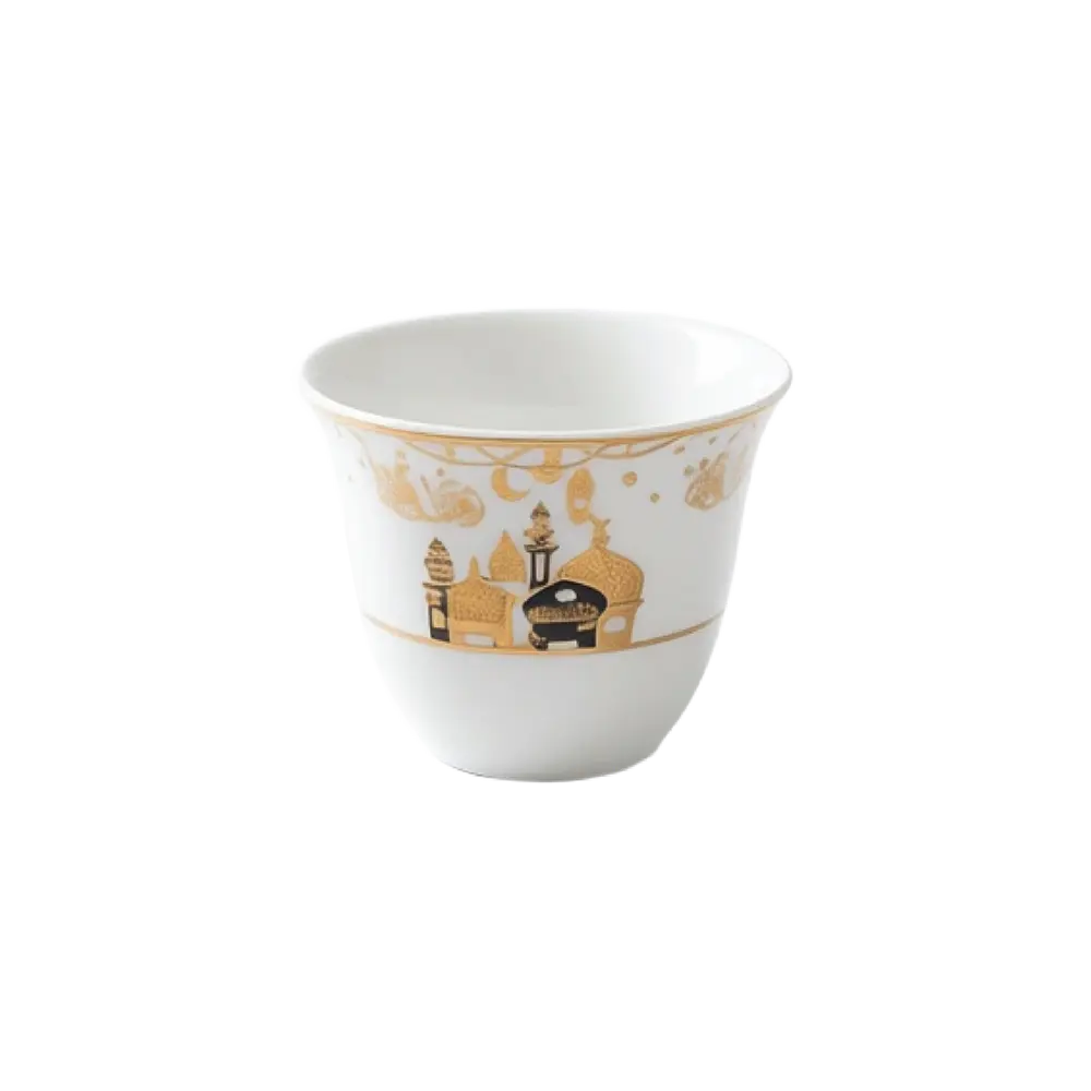 Ramadan Kareem 12pcs Gold & White Ceramic Coffee Cup Set
