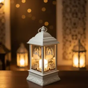 Ramadan Kareem 20cm White Decorative Lantern Light1