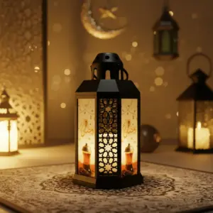 Ramadan Kareem 24cm Black LED Lantern Light1